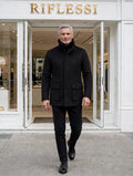 Kired by Kiton KONE Cashmere-Mink Fur Overcoat — Black