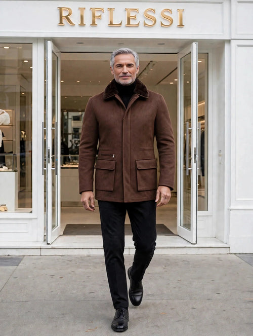 Kired by Kiton KONE Cashmere-Mink Fur Overcoat — Brown