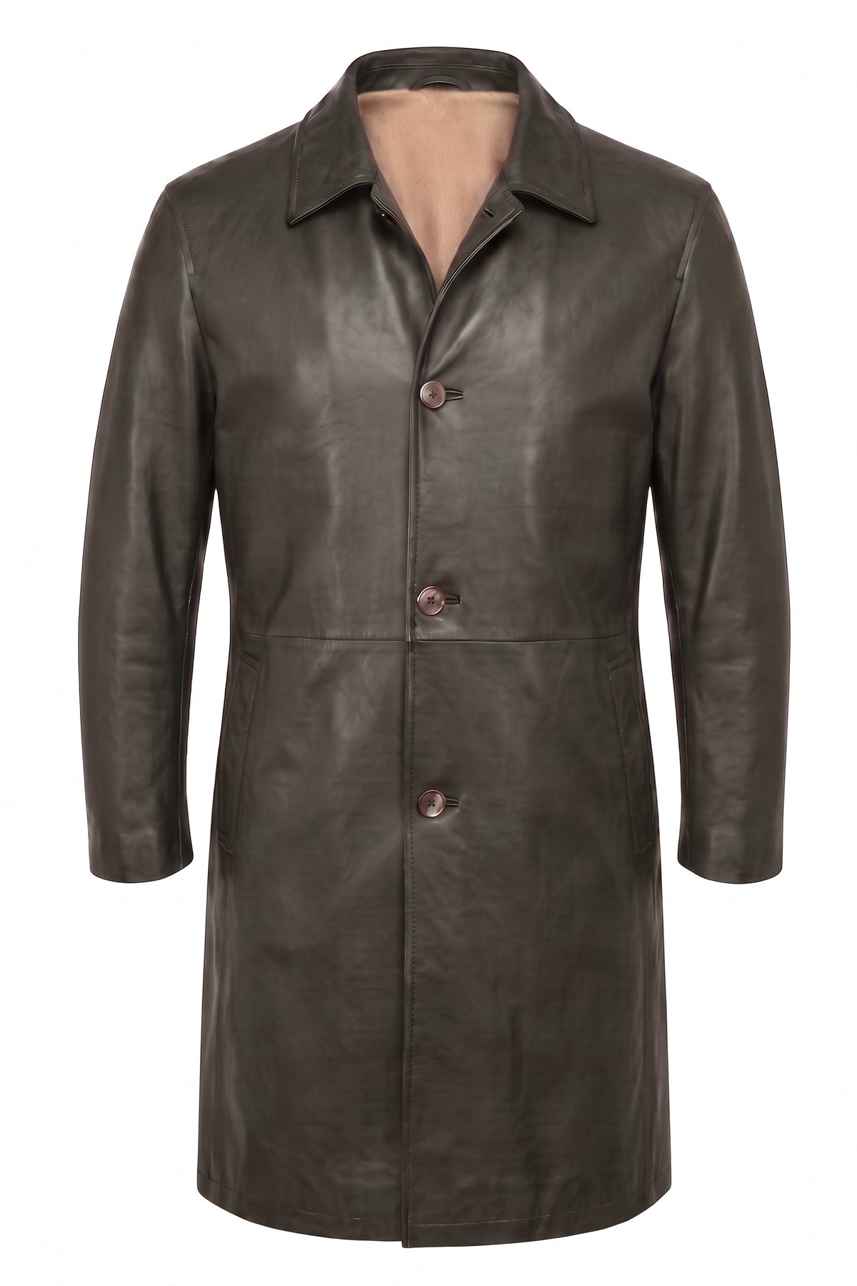 Kired ASTI Lambskin-Cashmere Reversible Overcoat — Forest Green/ Tan