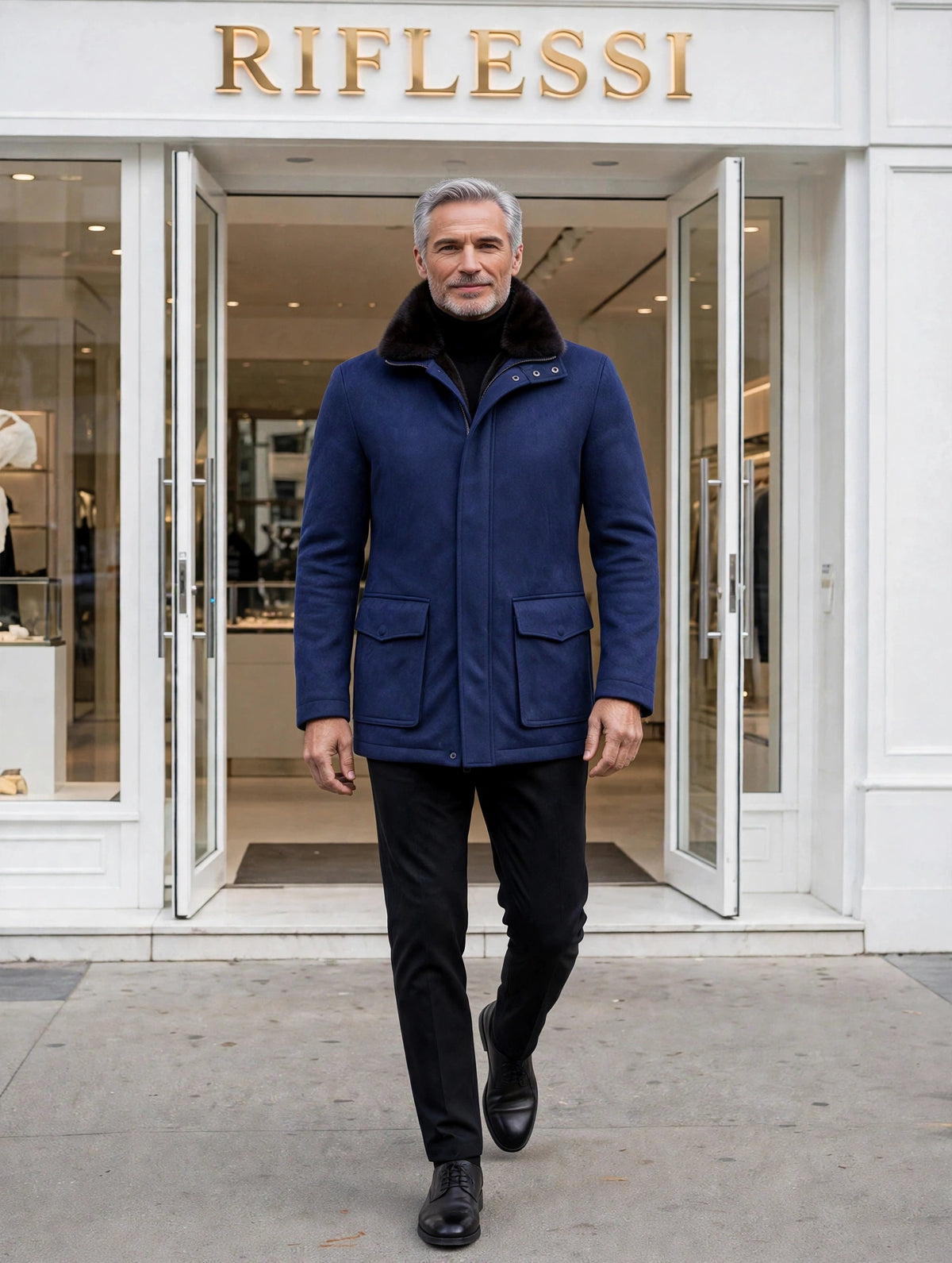 Sartorio suit on model, white shirt