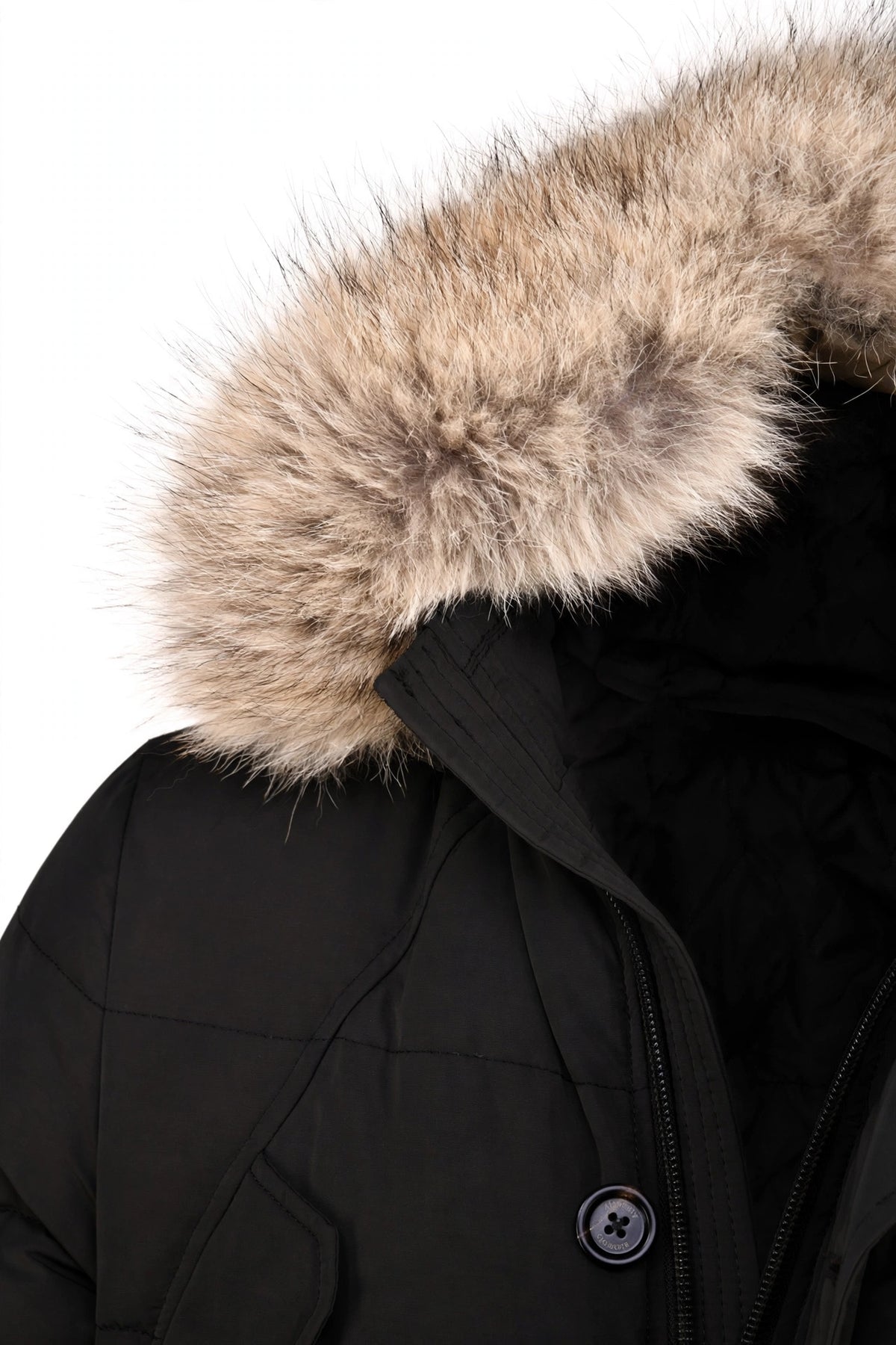 Eleventy Cotton-Wool Coat w/ Removable Coyote Fur Trim Hood
