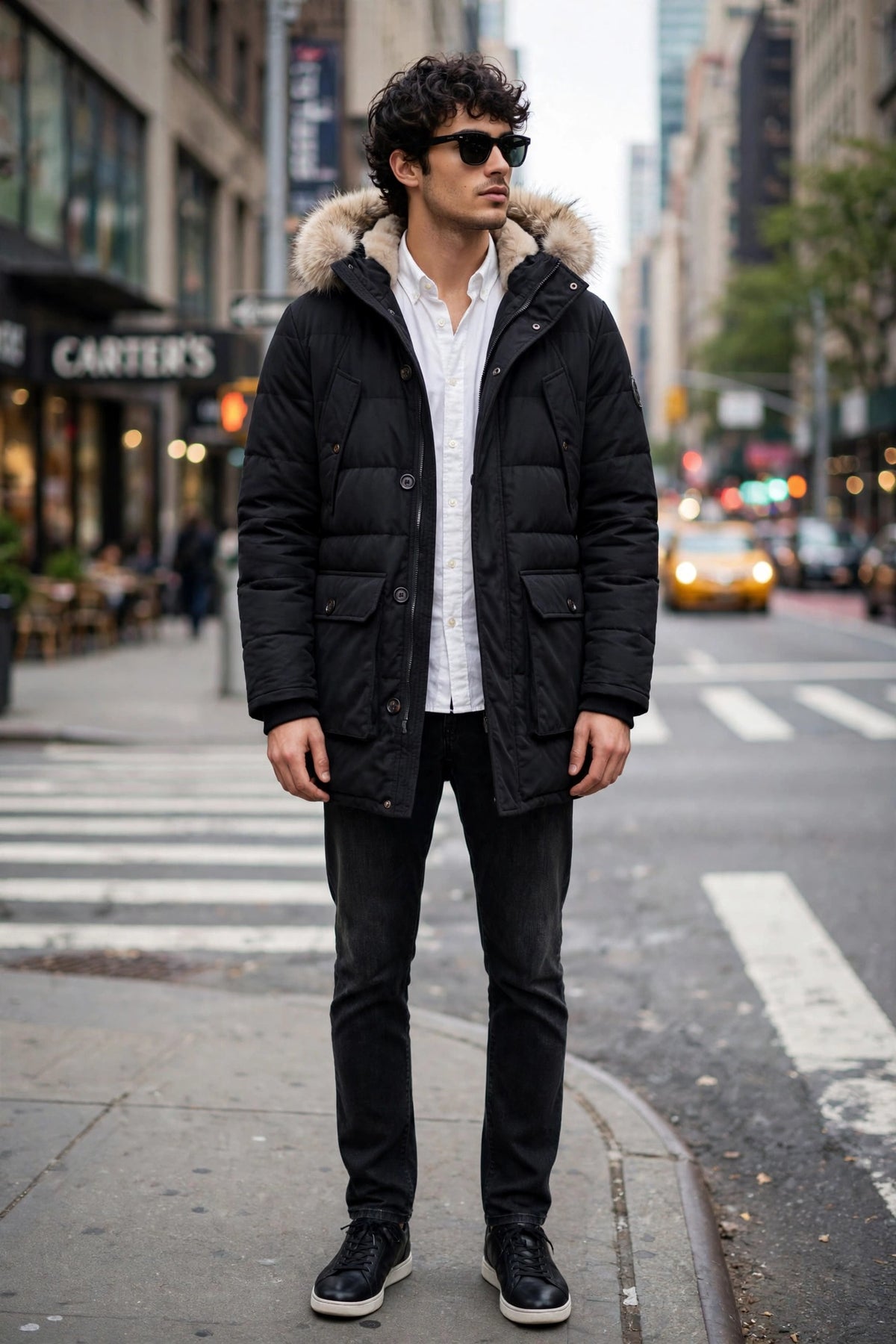 Eleventy Cotton-Wool Coat w/ Removable Coyote Fur Trim Hood