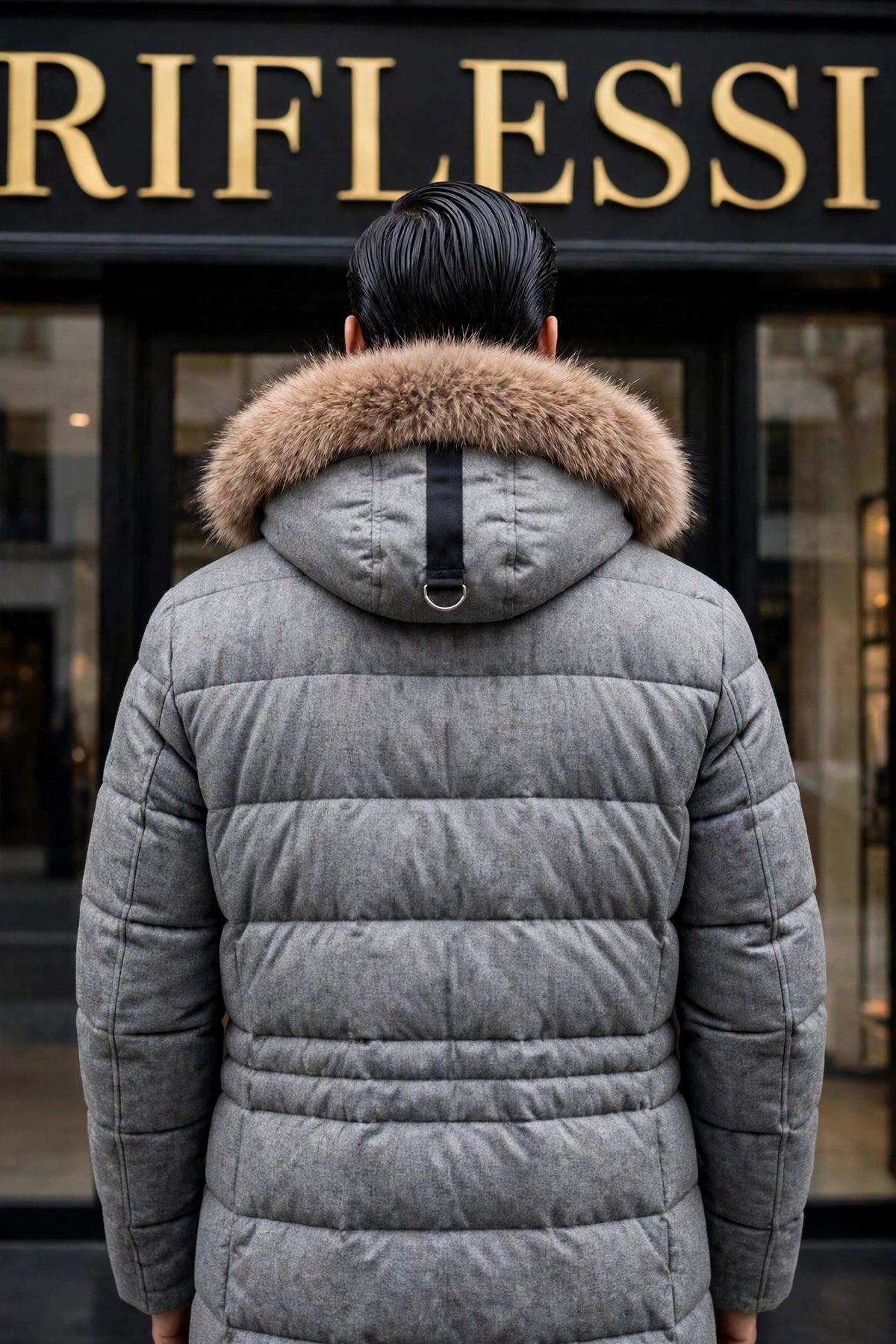 Eleventy Cotton-Wool Coat w/ Removable Coyote Fur Trim Hood