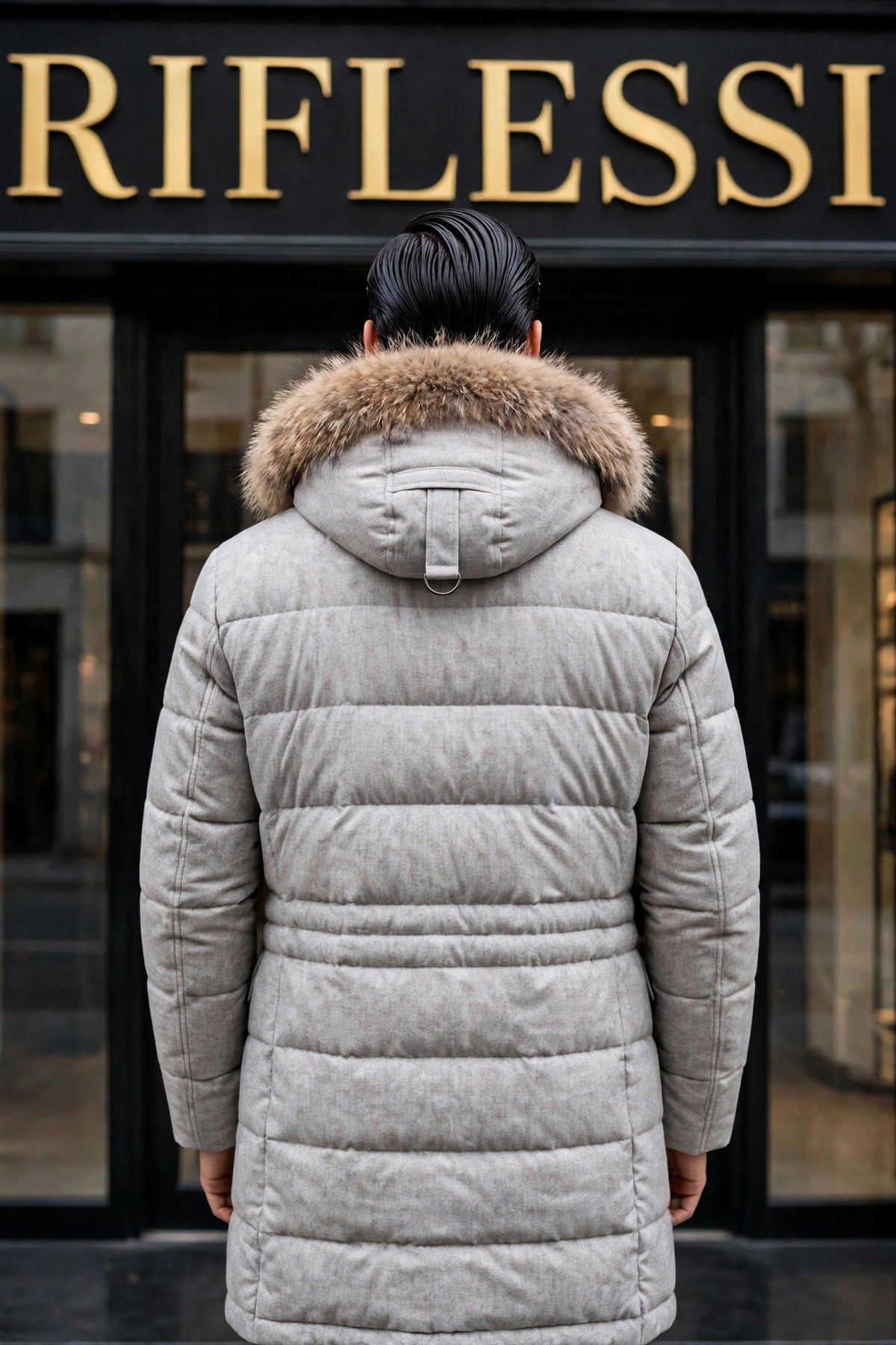 Eleventy Cotton-Wool Coat w/ Removable Coyote Fur Trim Hood
