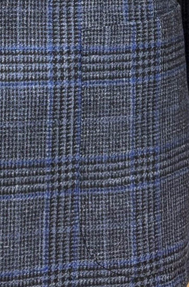 Fabric close-up - blue-grey Prince of Wales check with blue overcheck