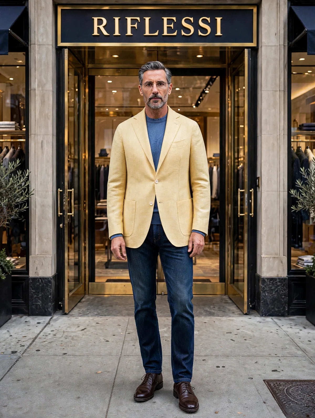Sartorio Woven Cashmere Sport Jacket — Yellow