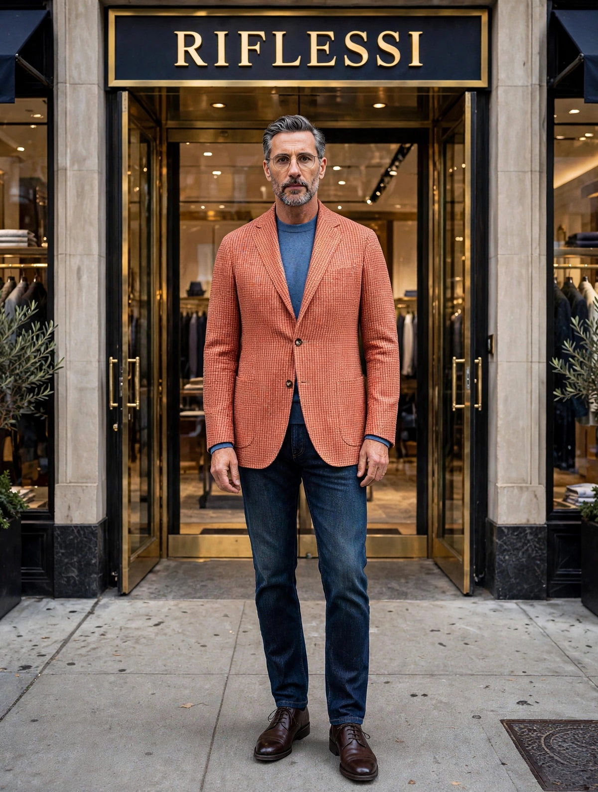Sartorio Nailhead Silk-Linen Sport Jacket - model front