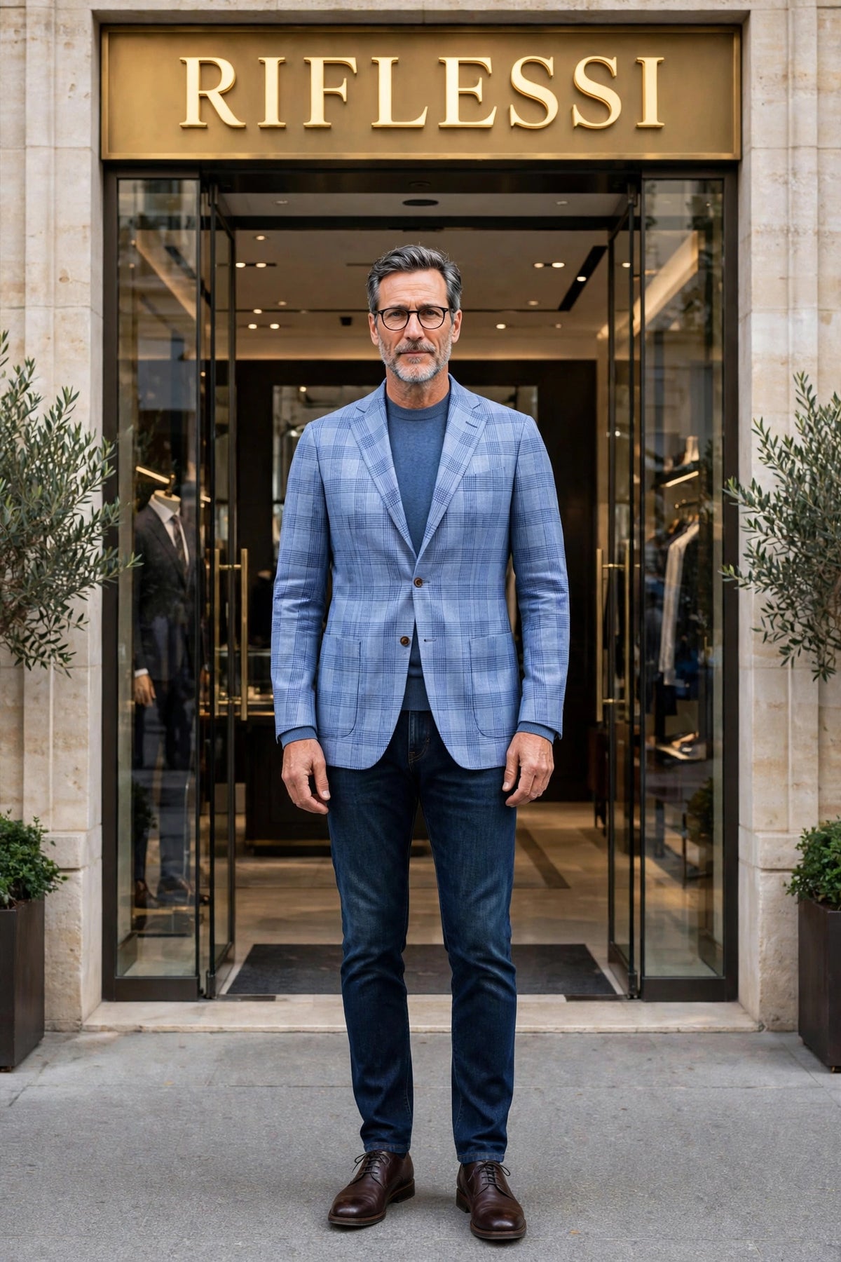 Sartorio Virgin Wool-Silk Checked Sport Jacket - model front