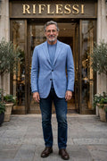 Sartorio Herringbone Virgin Wool Sport Jacket — Cobalt Blue