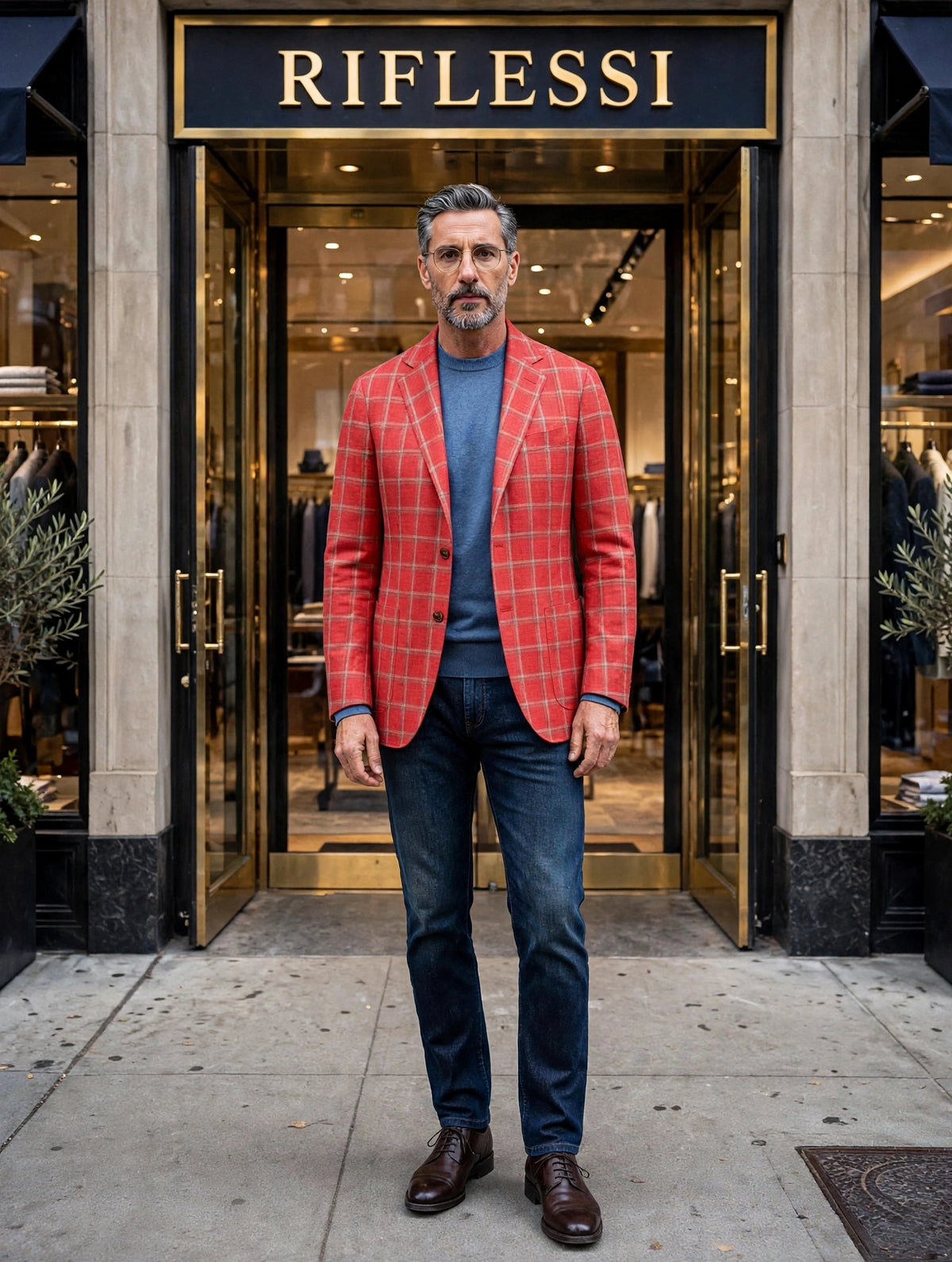 Sartorio Cashmere Double Windowpane Sport Jacket - model front