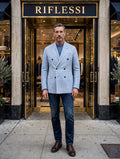 Sartorio Double Breasted Shepherd Check Cashmere Sport Jacket - model front