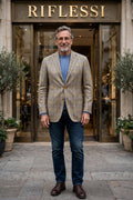Sartorio Virgin Wool-Silk-Linen Checked Sport Jacket - model front
