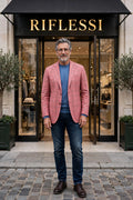 Sartorio Virgin Wool-Silk-Linen Windowpane Sport Jacket - model front