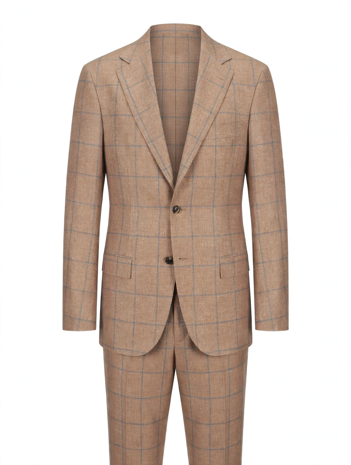 Sartorio tan windowpane virgin wool suit - front ghost