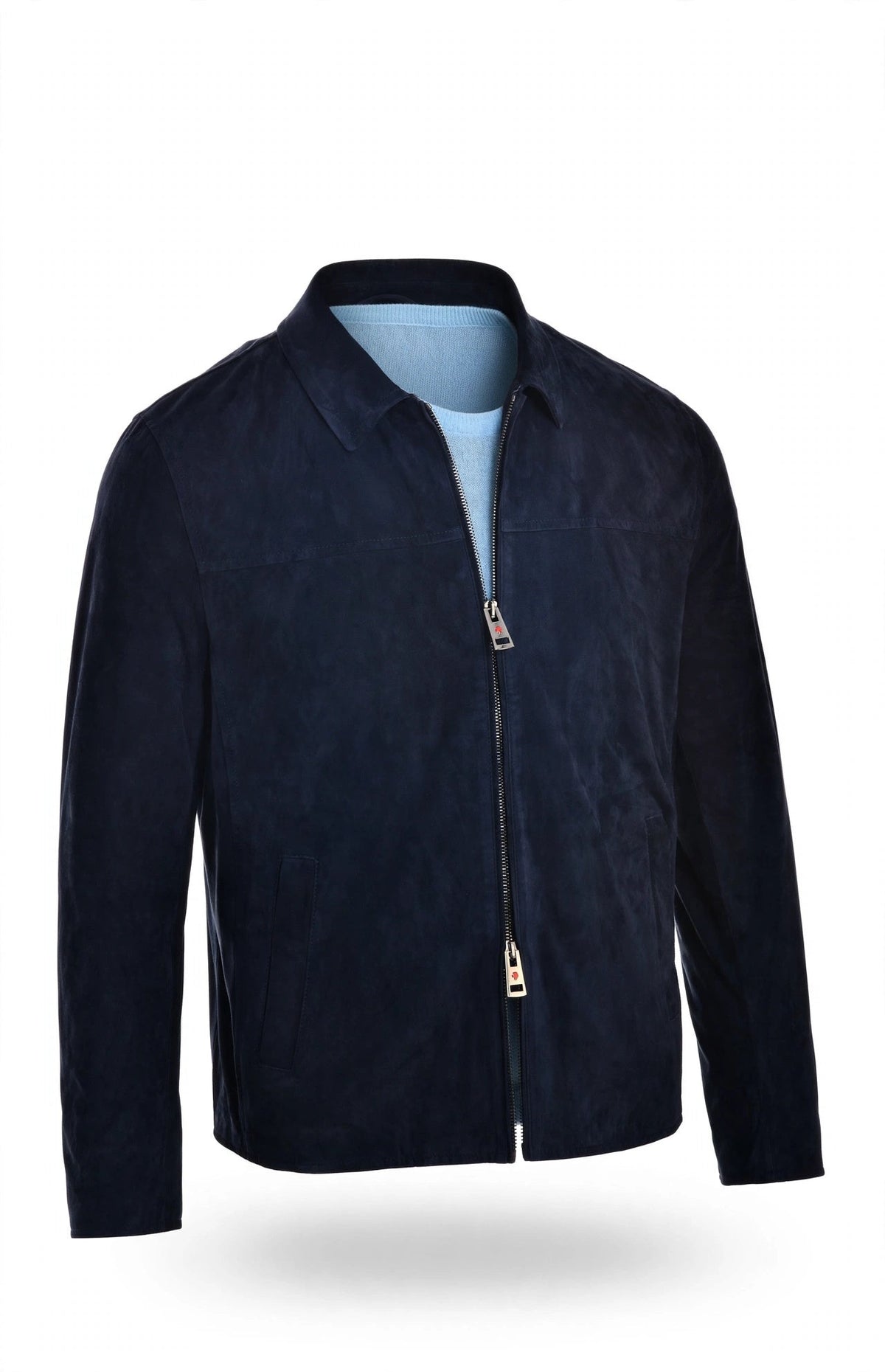 Kired Juan Lambskin Suede Zip-Up Jacket — Midnight Blue