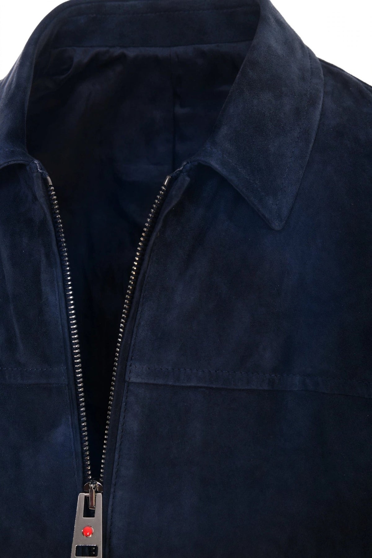 Kired Juan Lambskin Suede Zip-Up Jacket — Midnight Blue