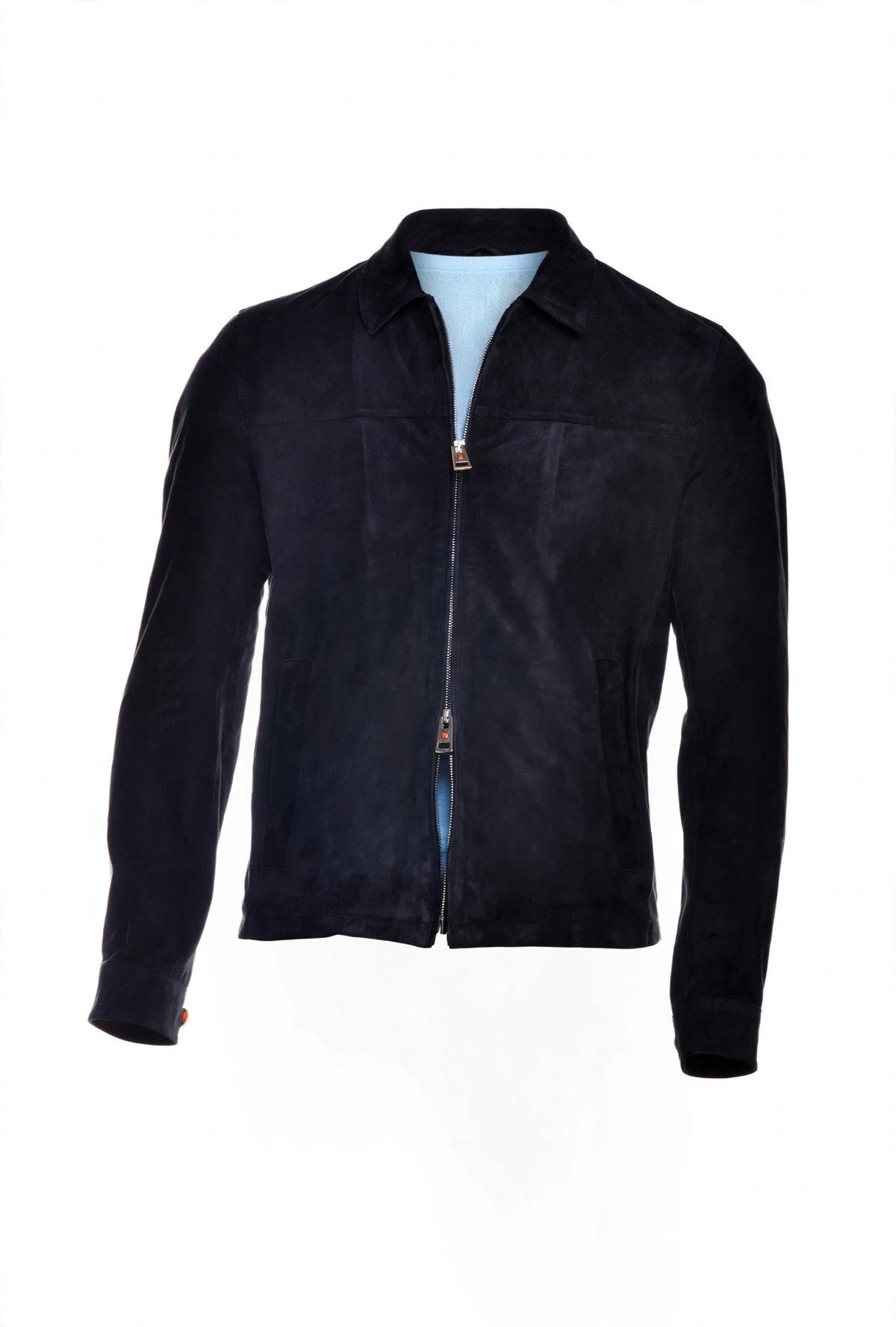 Kired Juan Lambskin Suede Zip-Up Jacket — Midnight Blue