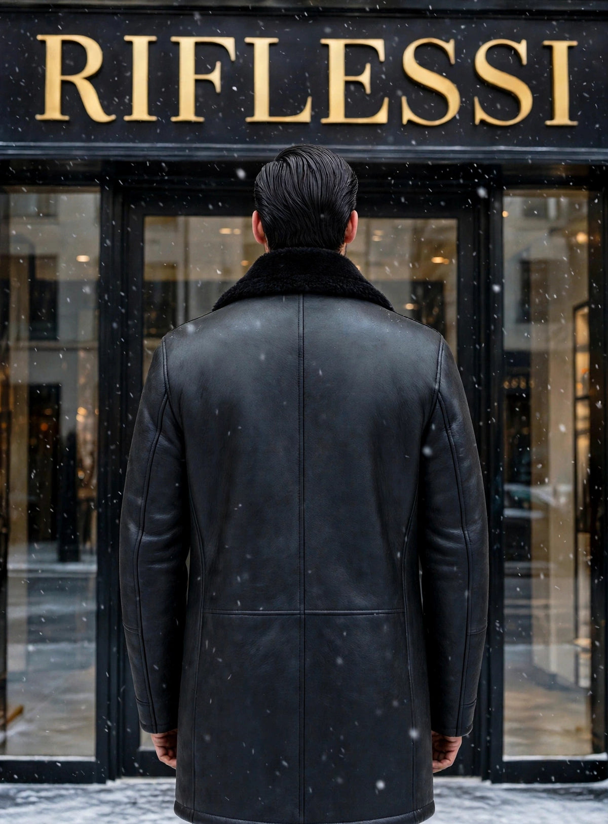 Hettabretz ISA Black Leather Buttoned Shearling Coat