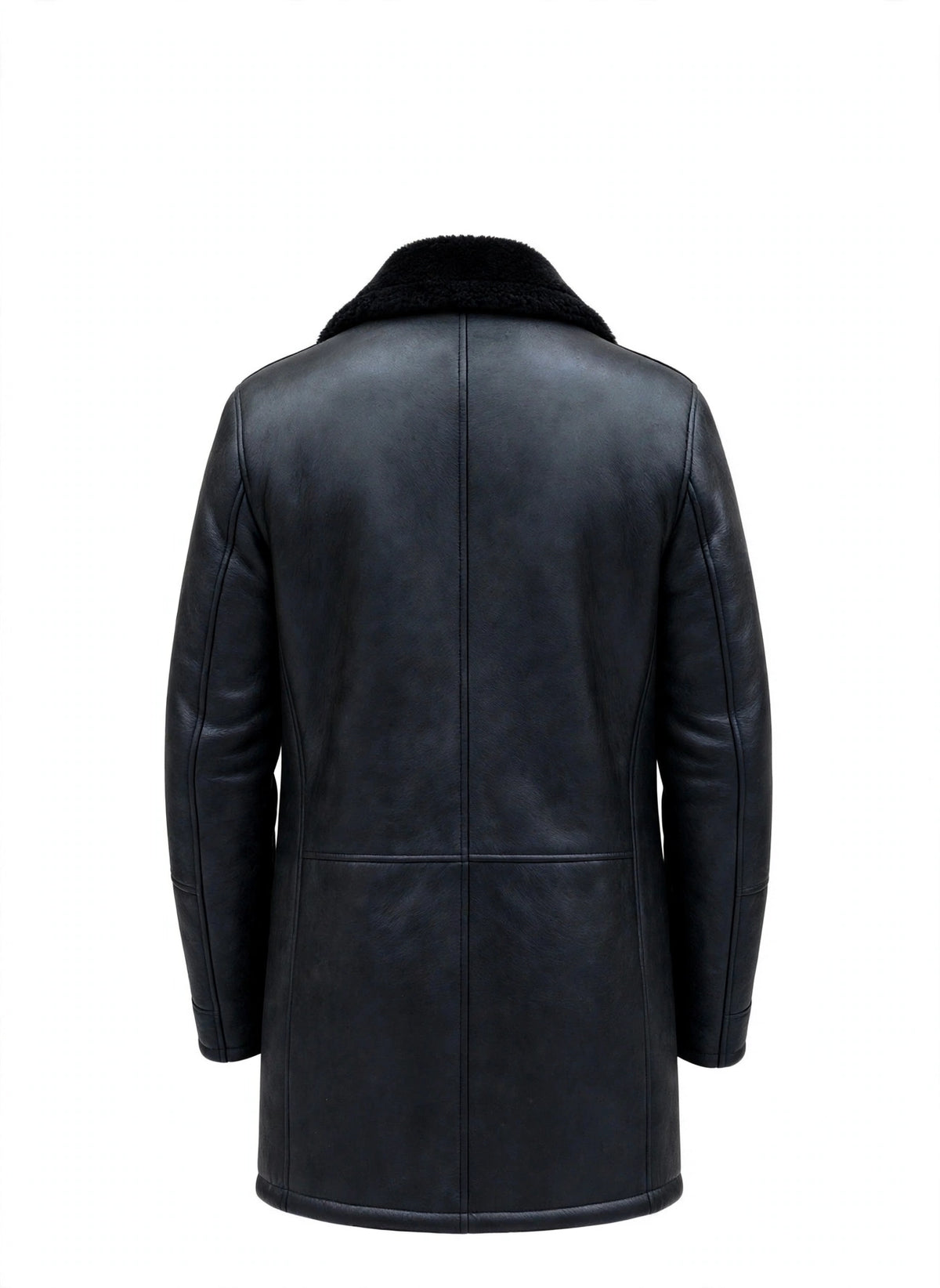 Hettabretz ISA Black Leather Buttoned Shearling Coat