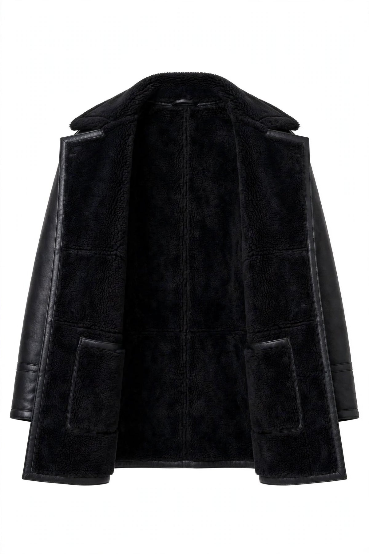 Hettabretz ISA Black Leather Buttoned Shearling Coat