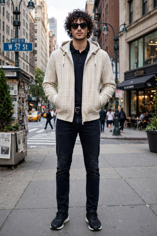 Kired by Kiton Barwa Prince of Wales Wool Reversible Jacket
