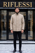 Kired by Kiton KONE Virgin Wool-Nylon Overcoat w/ Mink Fur Lining — Beige
