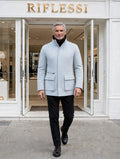 Kired by Kiton KONE Cashmere-Mink Fur Overcoat — Light Blue