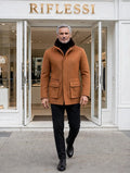 Kired by Kiton KONE Cashmere-Mink Fur Overcoat — Light Brown