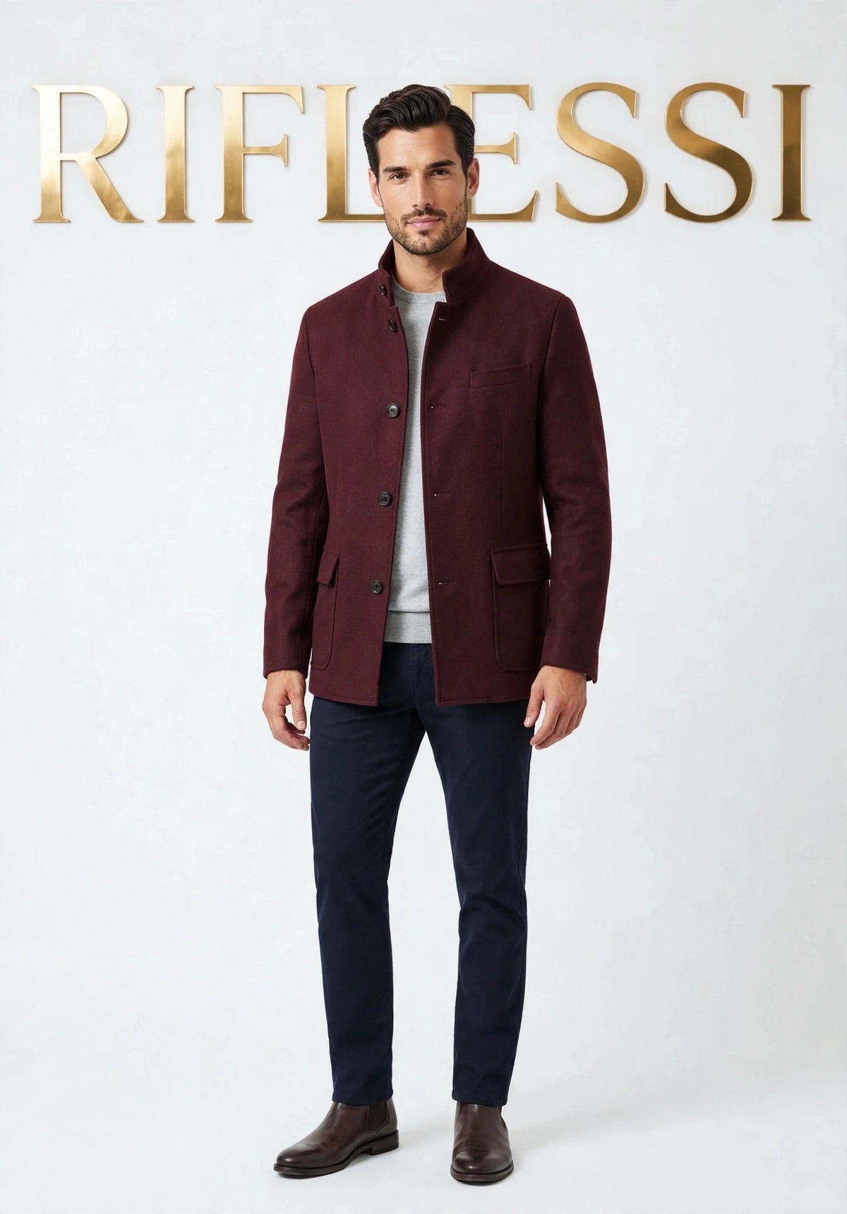 Kired by Kiton Burgundy Wool Coat