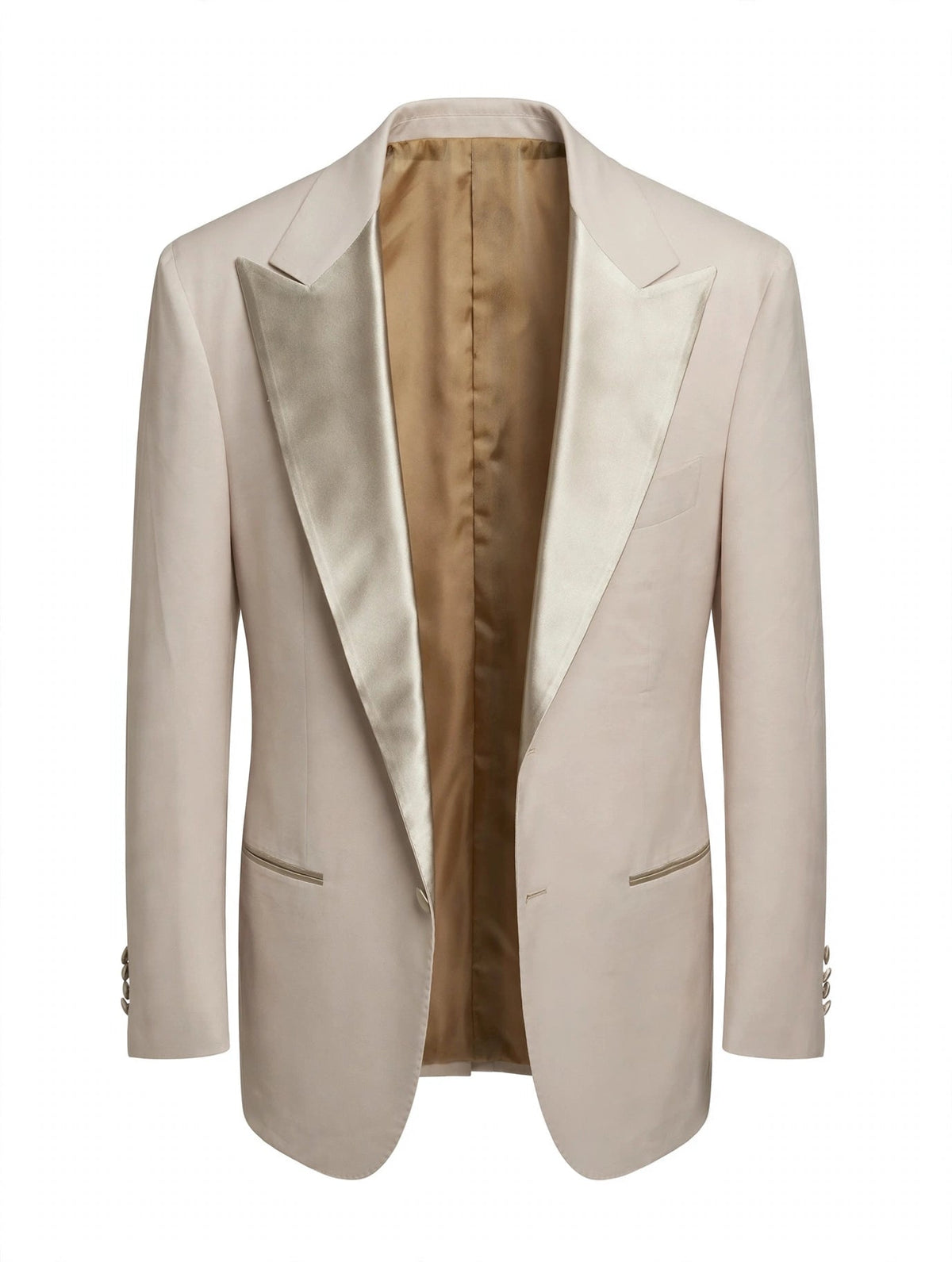 Sartorio beige virgin wool tuxedo jacket, front