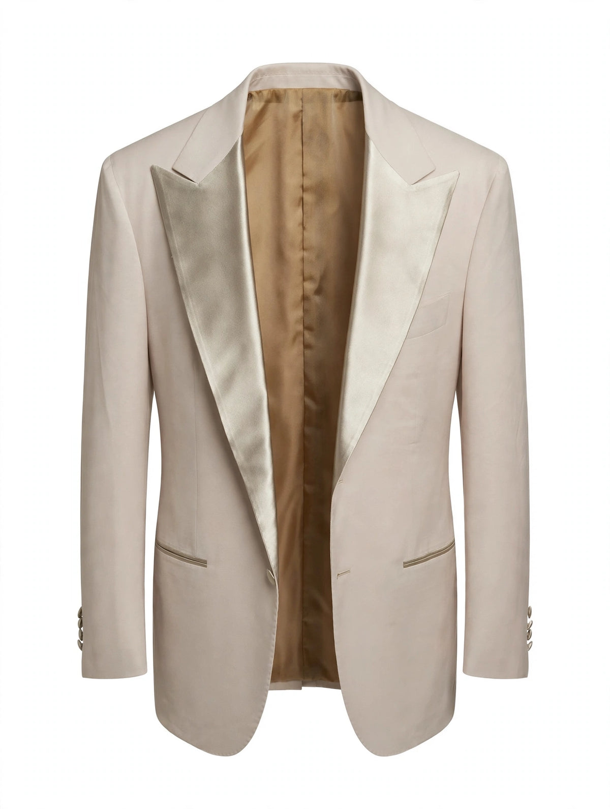Sartorio beige virgin wool tuxedo jacket, front