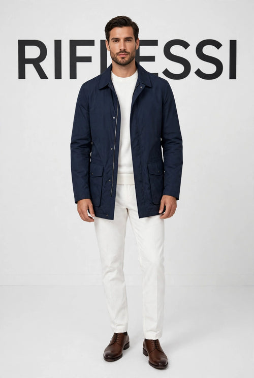 Kired Dark-Blue Overcoat on model