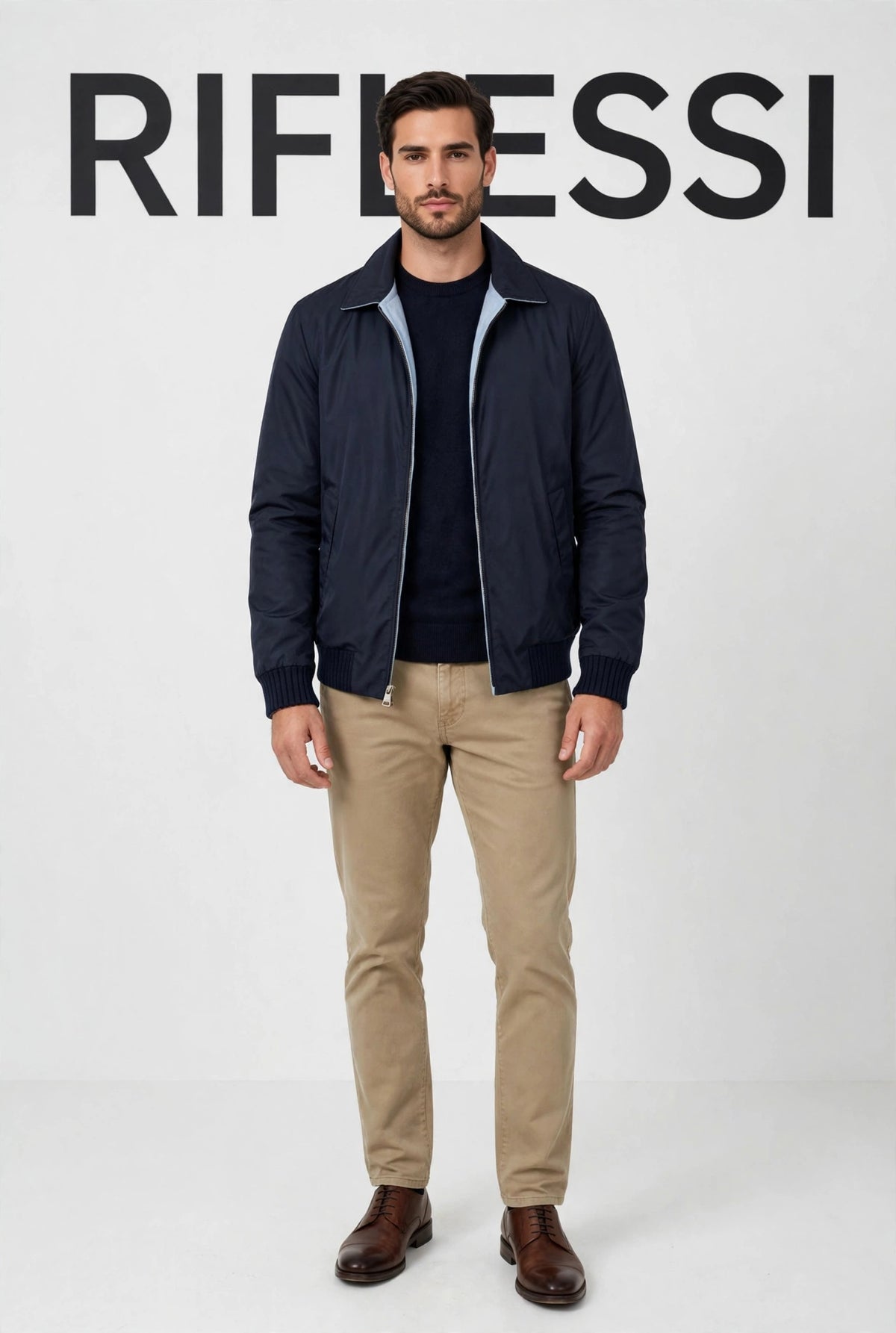Brakk Reversible Blouson - dark blue nylon side on model