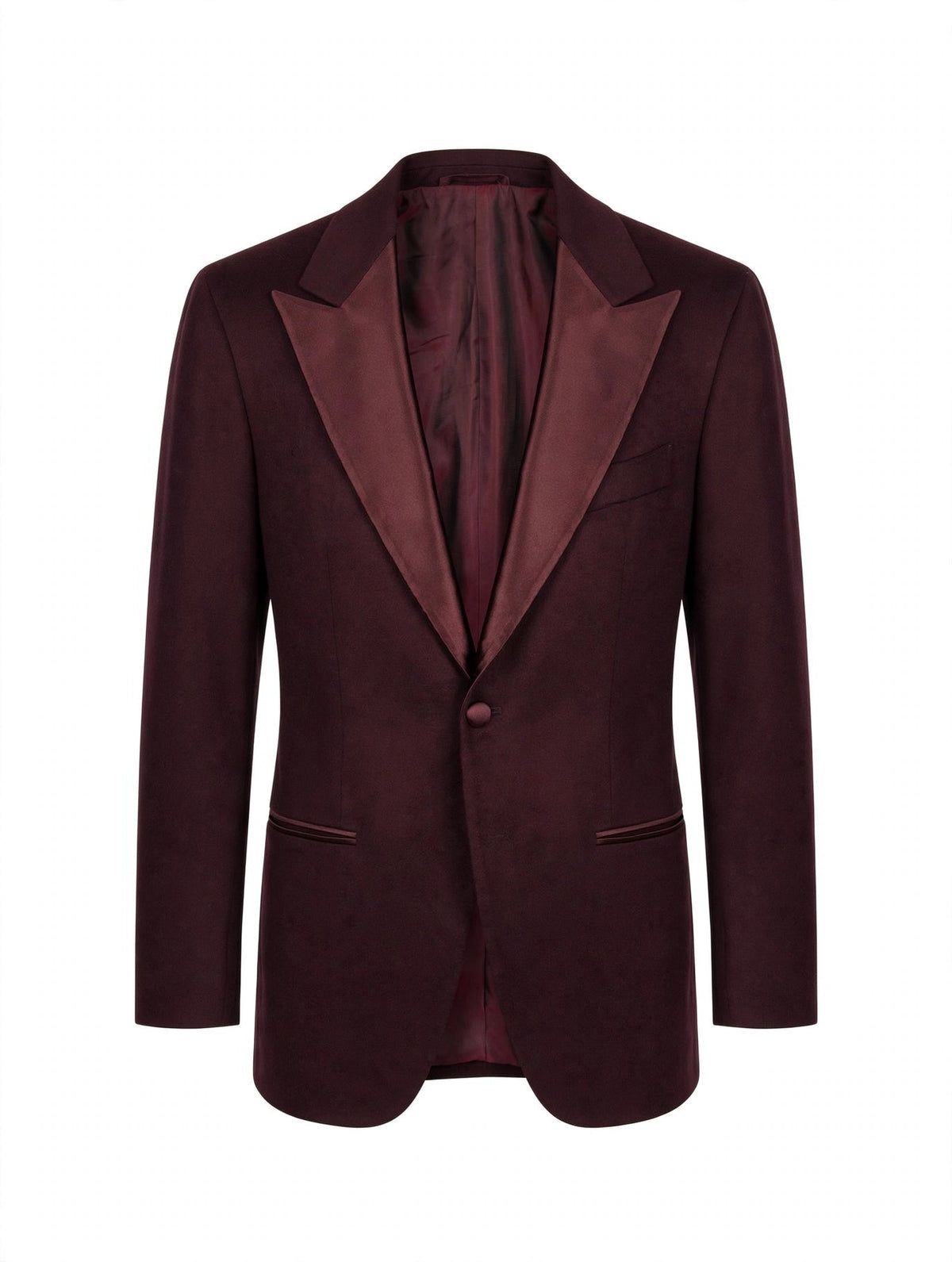 Sartorio burgundy cashmere tuxedo jacket, front