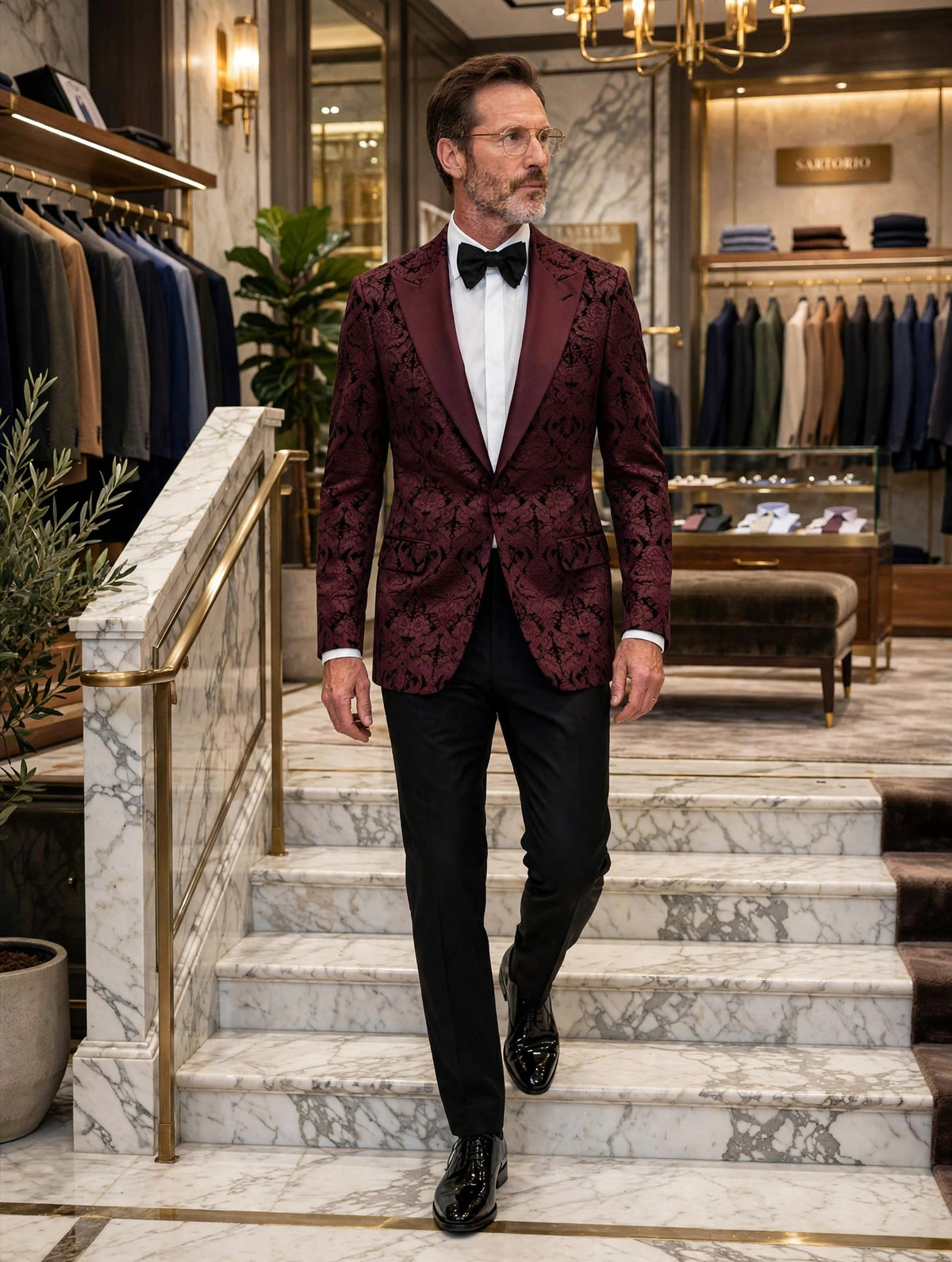 Burgundy jacquard cotton - model