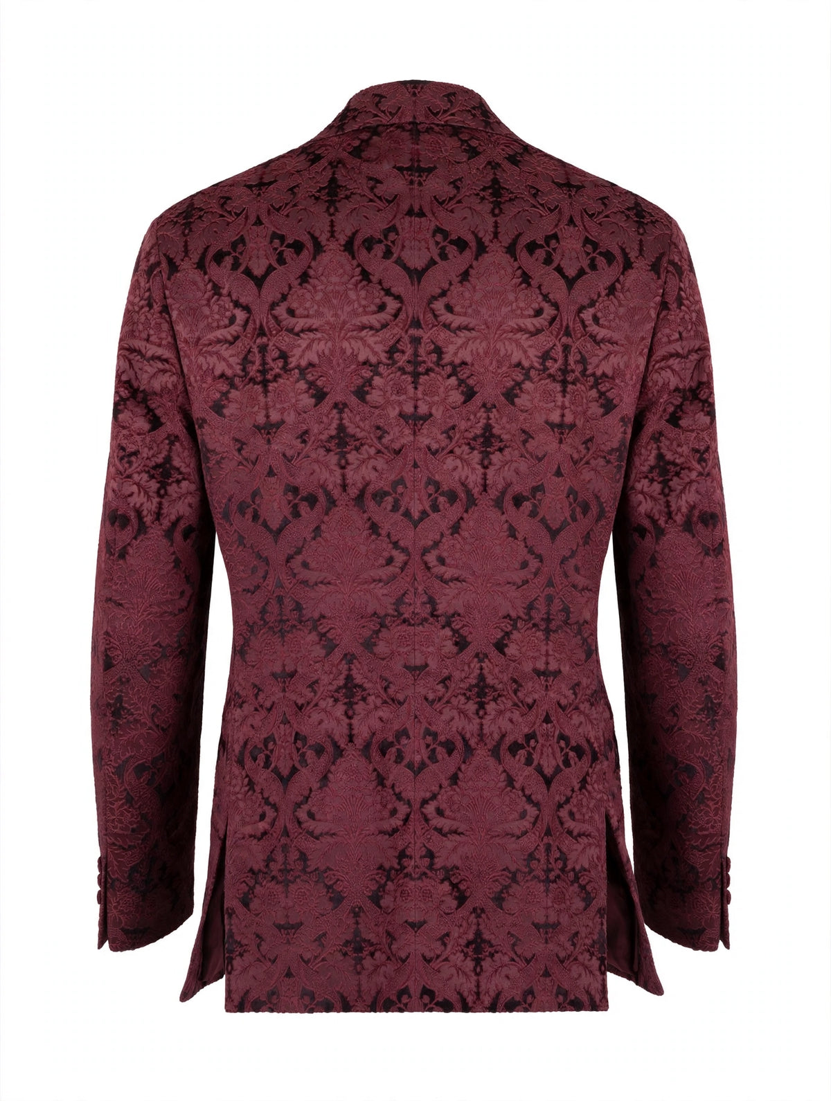 Sartorio burgundy jacquard Dinner Jacket back with double side vents