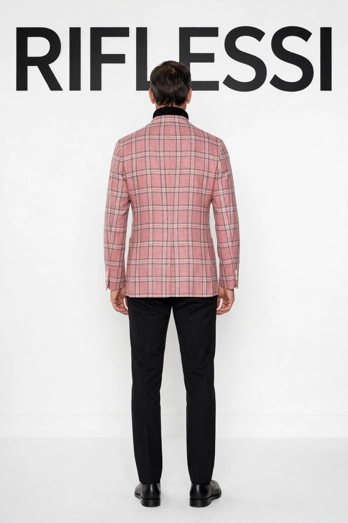 Sartorio double windowpane sport jacket on model, back