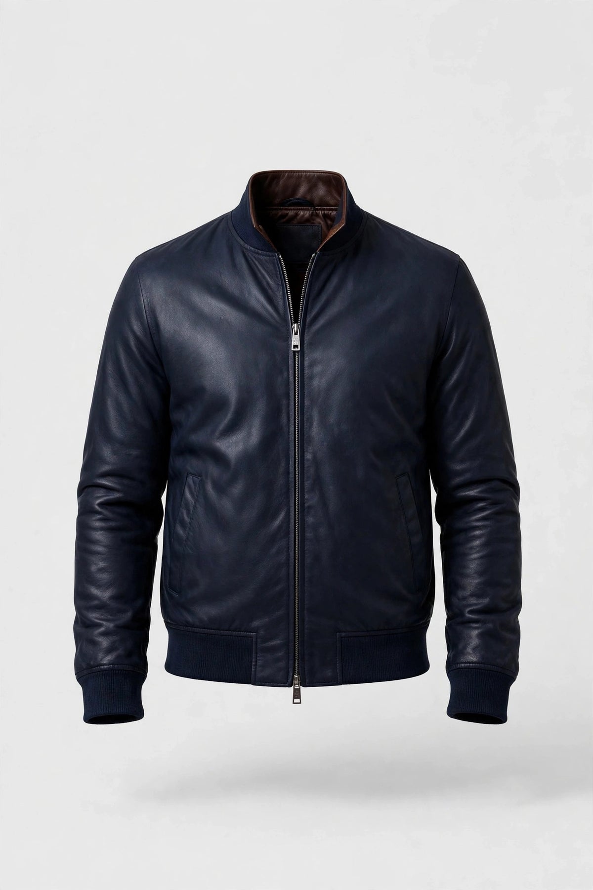 Kired PISA lambskin bomber — navy side, front
