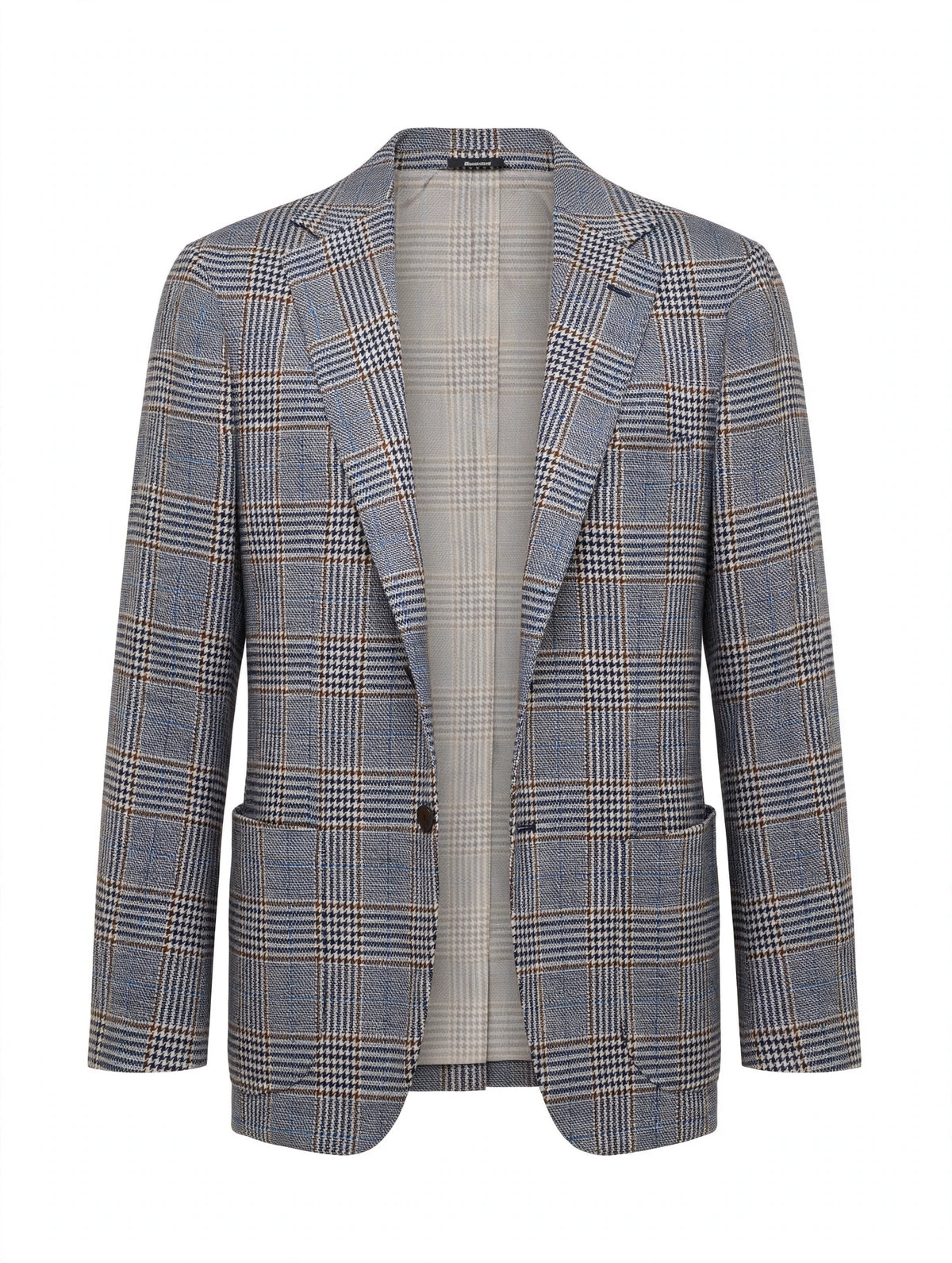 Sartorio glen check wool jacket, front with patch pockets