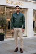 Kired by Kiton INN Lambskin-Virgin Wool Bomber — Forest Green