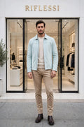 Kired Juan Lambskin Suede Zip-Up Jacket — Aquamarine