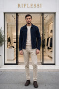 Kired Juan Lambskin Suede Zip-Up Jacket — Midnight Blue