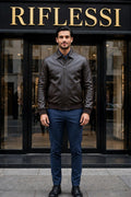 Kired PISA reversible lambskin bomber — brown leather side, worn front