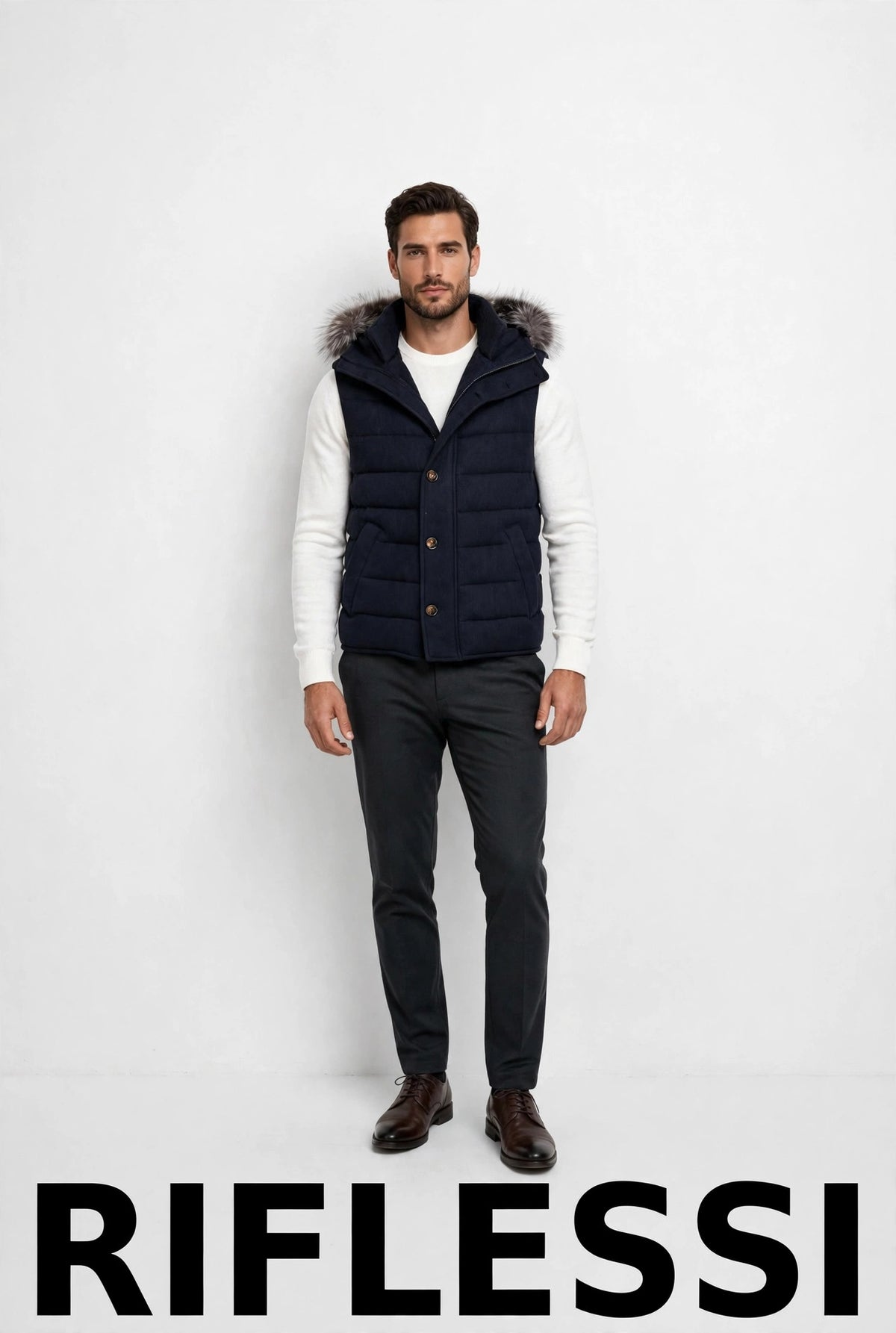 Kishb vest - model, Riflessi backdrop