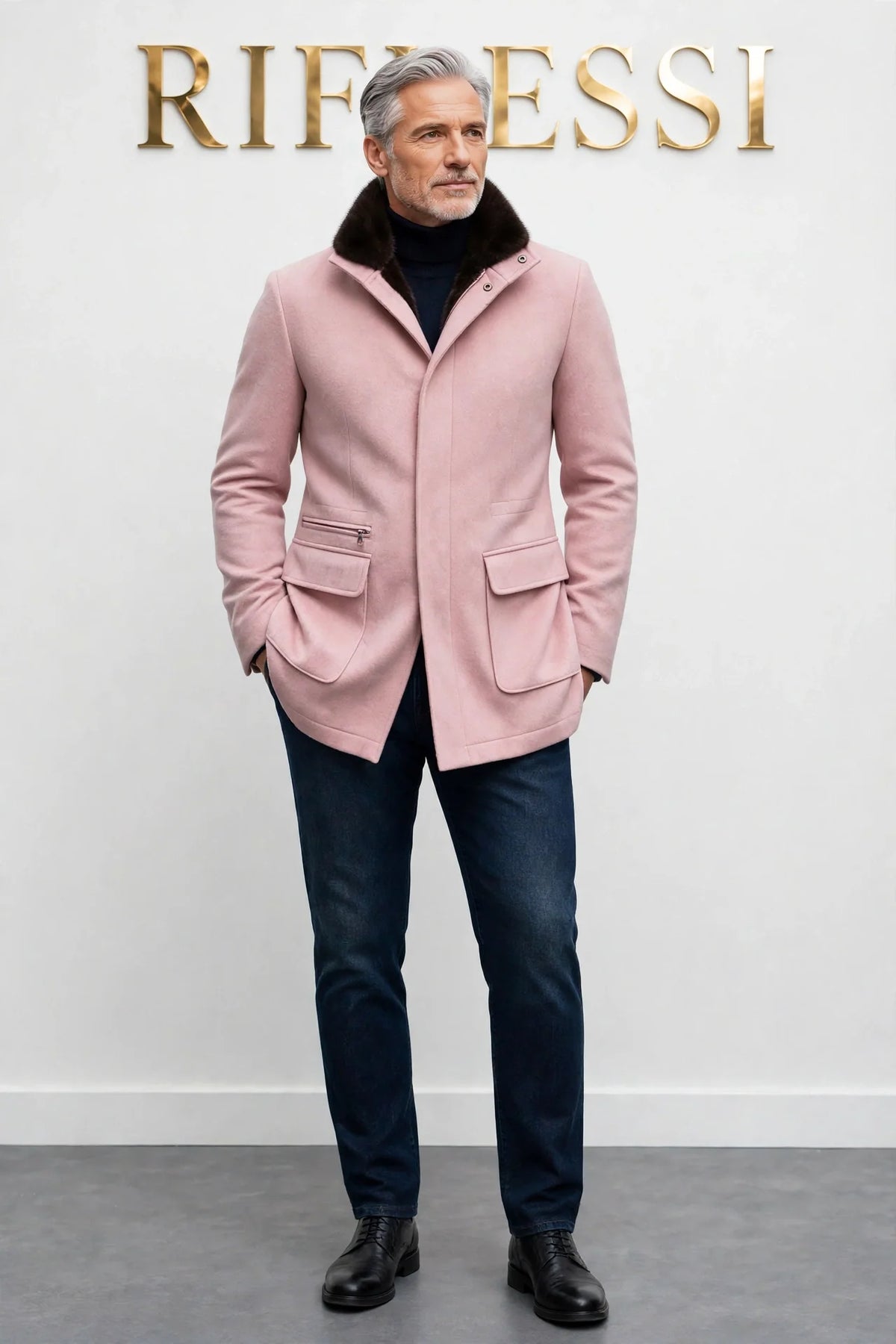 Kired by Kiton KONE Cashmere-Mink Fur Overcoat — Pink