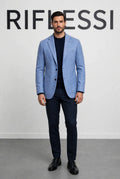 Sartorio Herringbone Virgin Wool Sport Jacket — Blue
