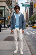 Kired Sam Nylon Zip-Up Reversible Jacket — Dusty Blue/ White
