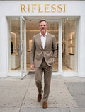 Sartorio suit on model, white shirt