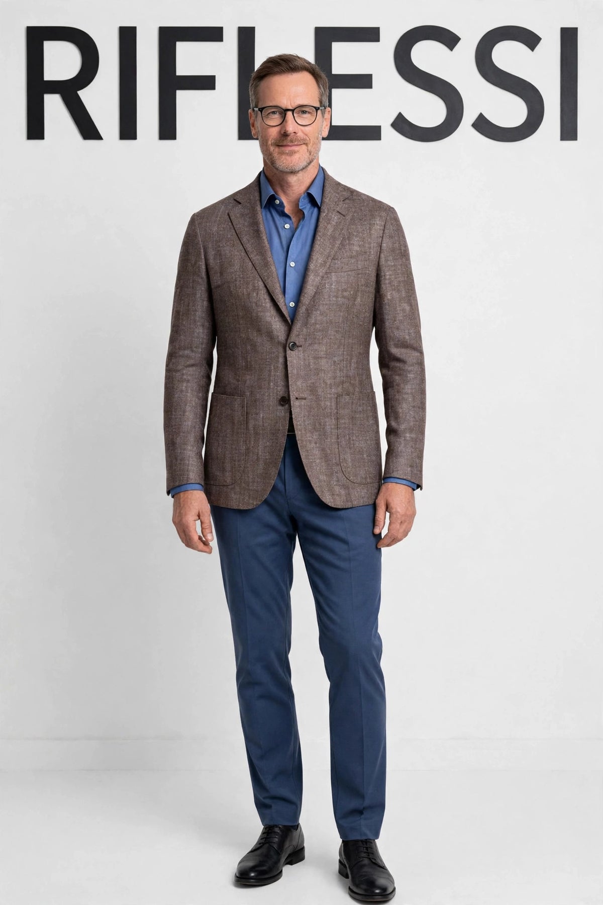 Sartorio Marled Wool-Silk-Cashmere Sport Jacket on model, front