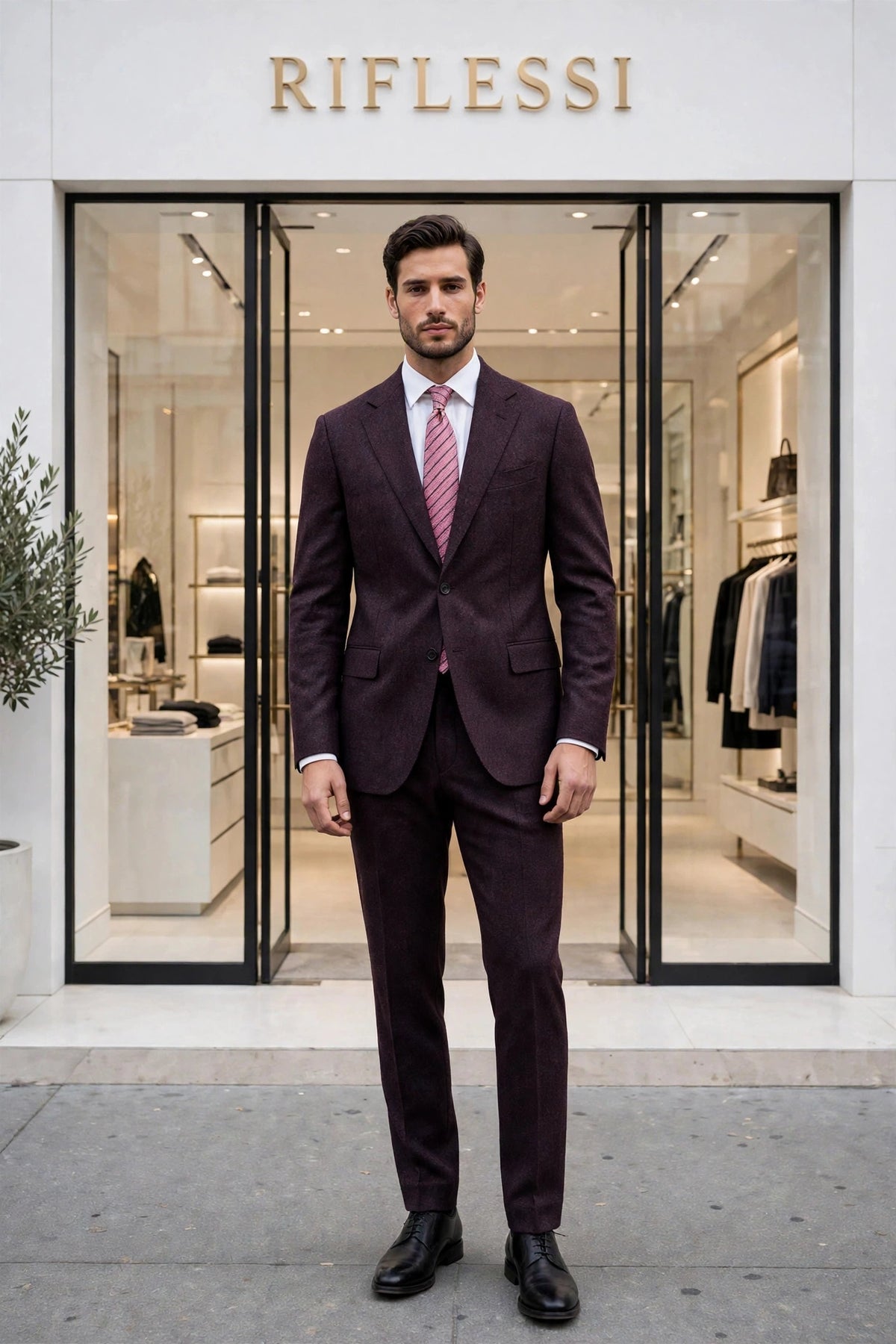 Sartorio Marled Virgin Wool Suit on model